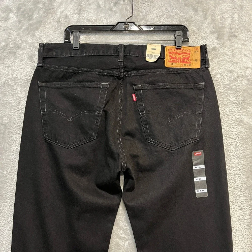 Levi's 501 Original Fit Jeans Men 36x36 Black Straight Leg Denim Button Fly NWT